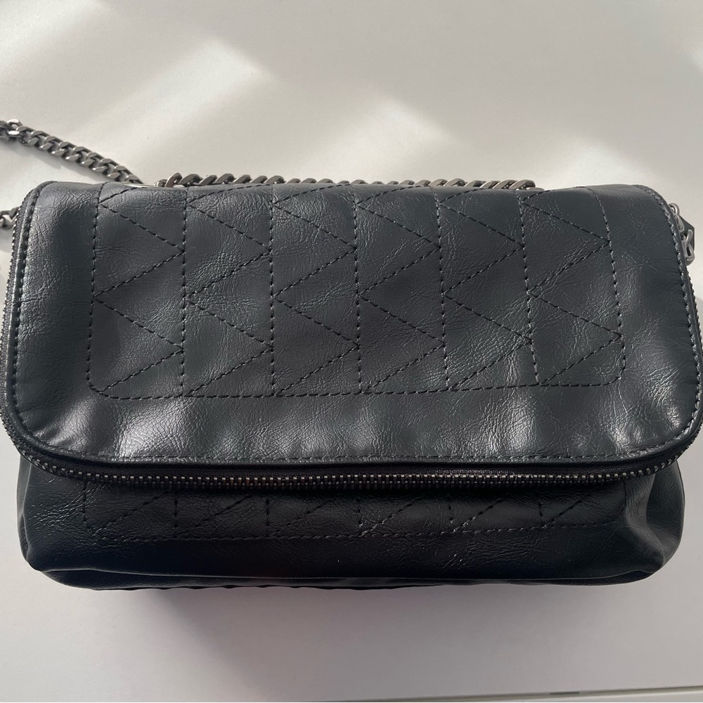 Zara Black Crossbody Flap & Chain Bag